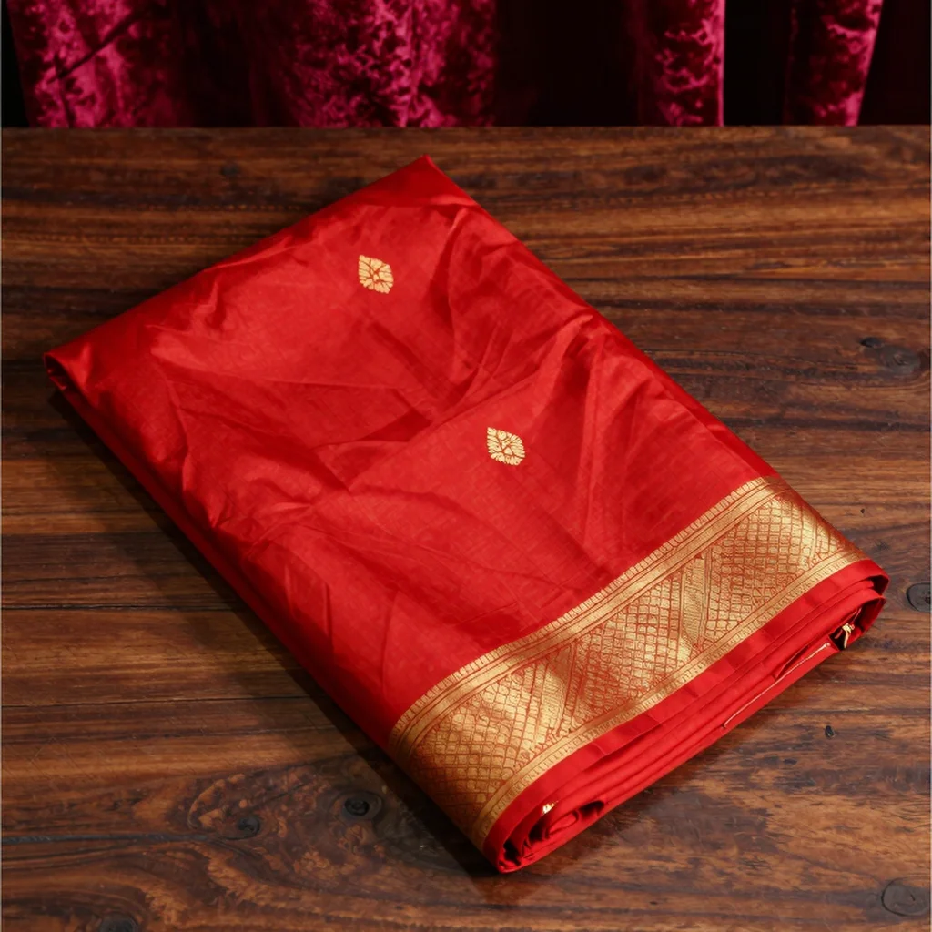 Royal Crimson Zardozi Silk Saree