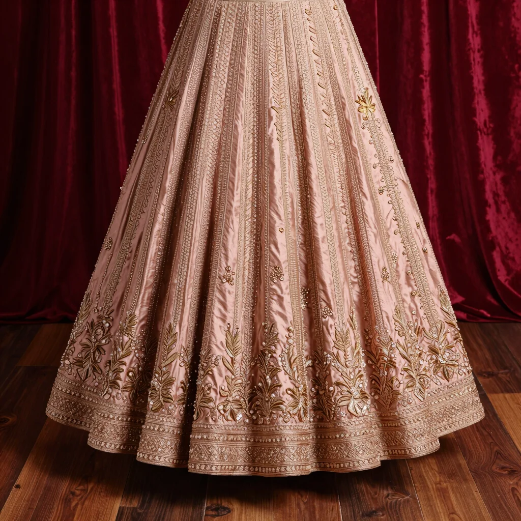 Opulent Rose Gold Bridal Lehenga